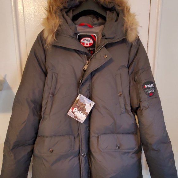 PAJAR CANADA Parka Steel Grey Duck Down Jacket Size XL - Picture 2 of 4
